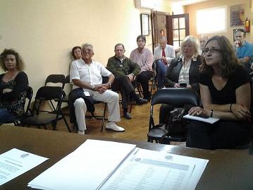 Asistentes a la asamblea para poner en marcha la demarcación territorial del Colegio de Periodistas de Andalucía en Almería.