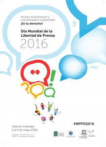 Pçoster de la Unesco. 3 de mayo. Día Mundial de la Libertad de Prensa.