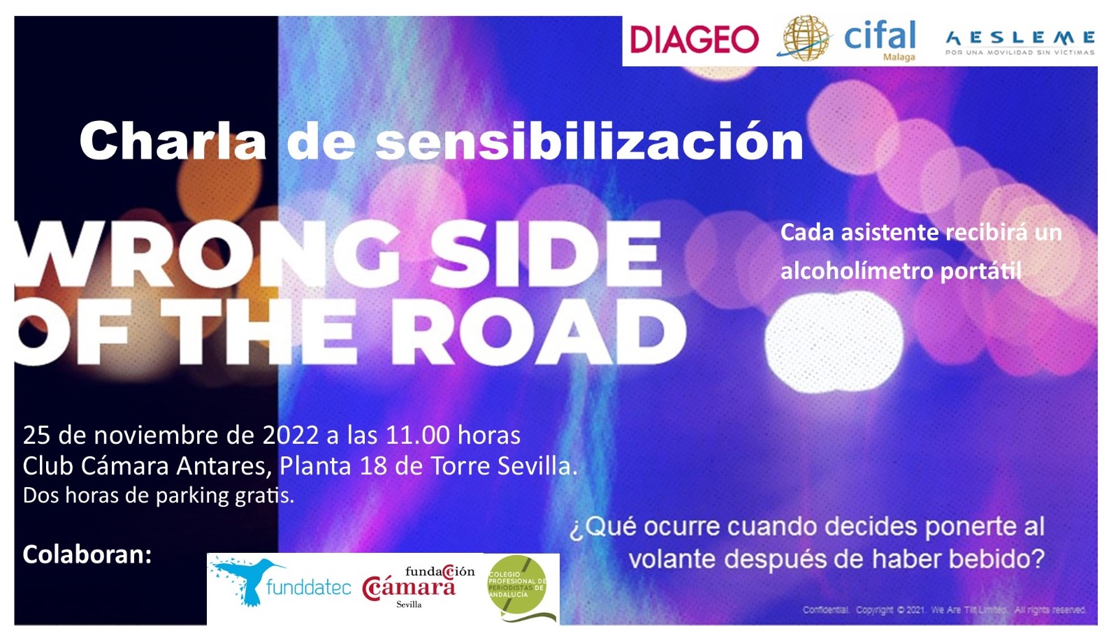 Presentación en Sevilla de la campaña 'El lado equivocado de la carretera' para concienciar sobre los riesgos del alcohol al volante