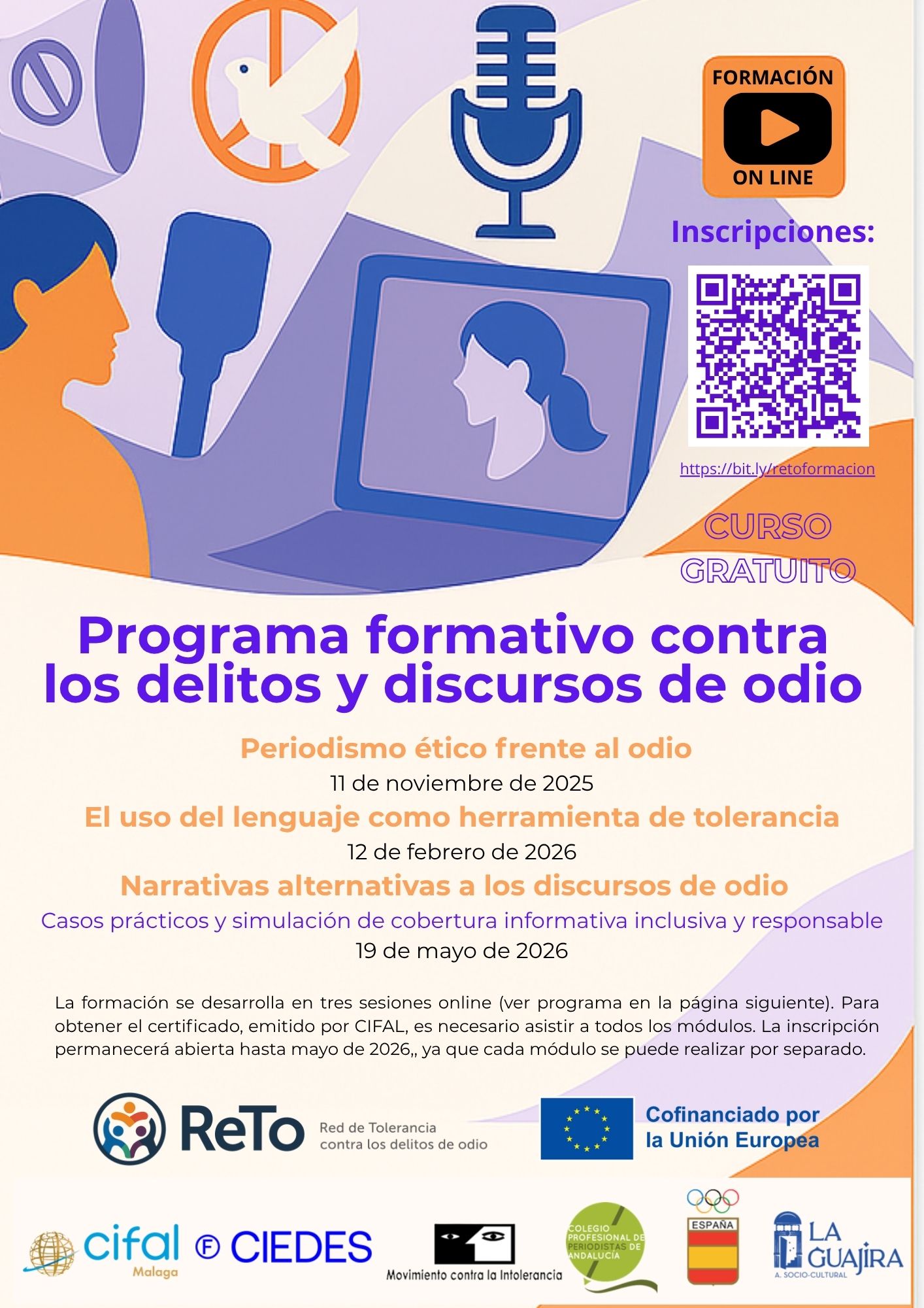 El Proyecto ReTo y el Colegio de Periodistas de Andalucía, lanzan el programa formativo contra el odio